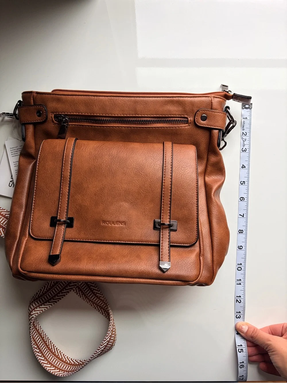 NWT brown Roulens Vegan Leather crossbody purse bag satchel - Picture 13 of 14